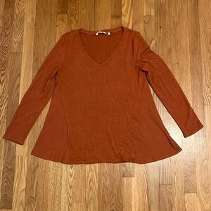 Soft Surrounding small Orange Cozy Warm V Neck Pullover‎ Top